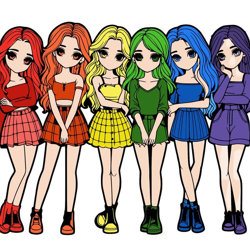 a group of girls realistic