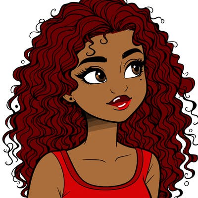 realistic girl with curly hair