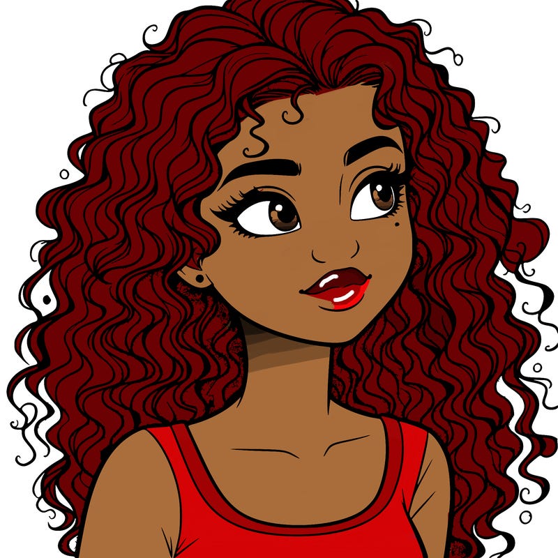 realistic girl with curly hair