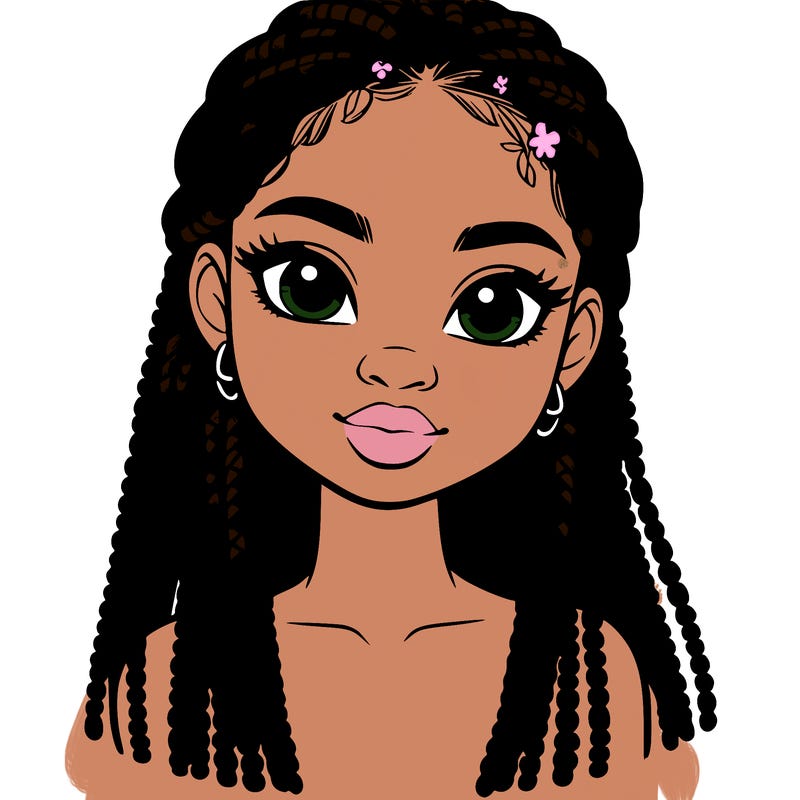 a realistic black girl with braids
