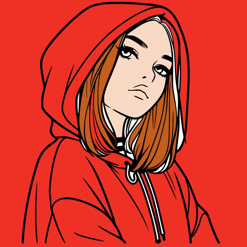 a realistic girl in a hoodie