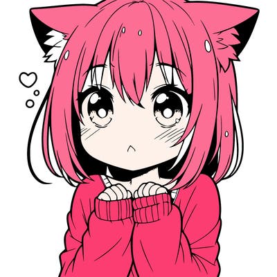 shy anime catgirl