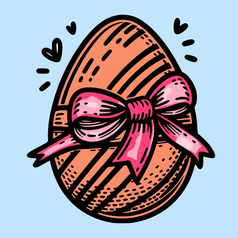 large chocolate egg with ribbon