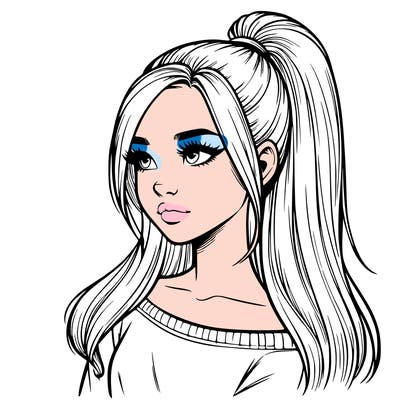 realistic girl with a high ponytail