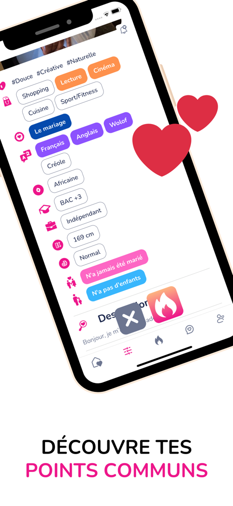 NousDeux - App de rencontre - Detailed user profile in the NousDeux dating app showing shared interests and relationship goals for West African singles.