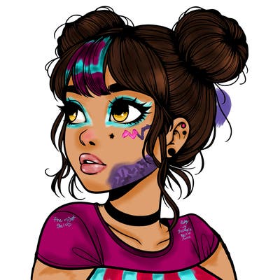 realistic girl with spacebuns