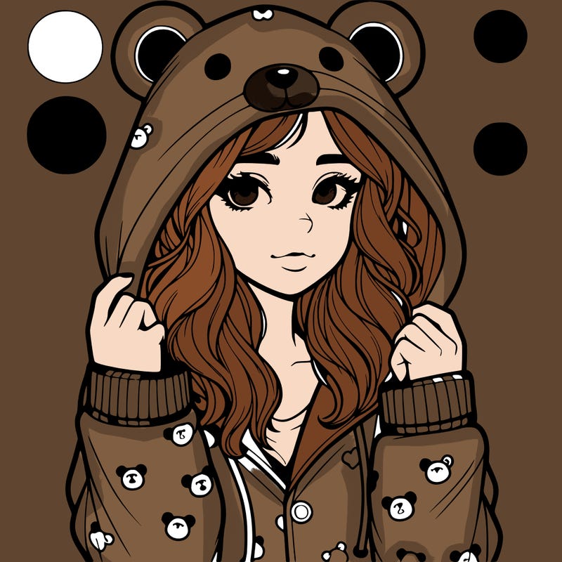 realistic girl in a animal pjs hoodie