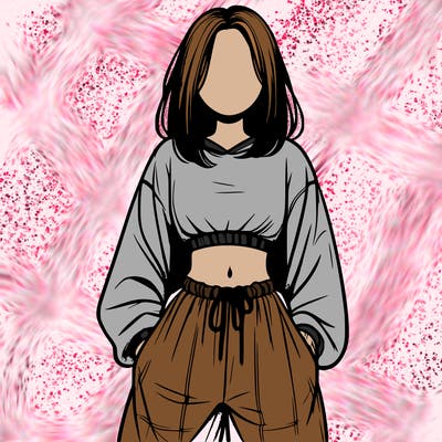 realistic girl faceless with baggy pants and a crop top