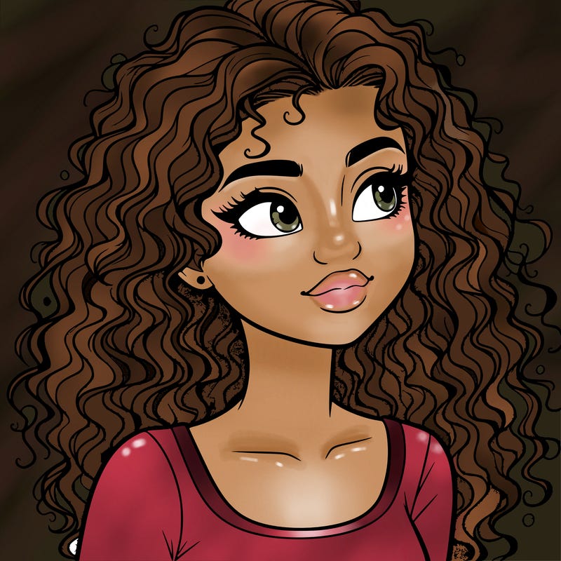 realistic girl with curly hair