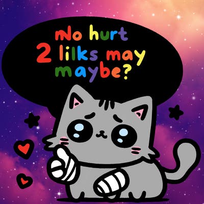 cute cat thats been hurt saiying 2 likes maybe