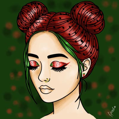 woman with hair buns