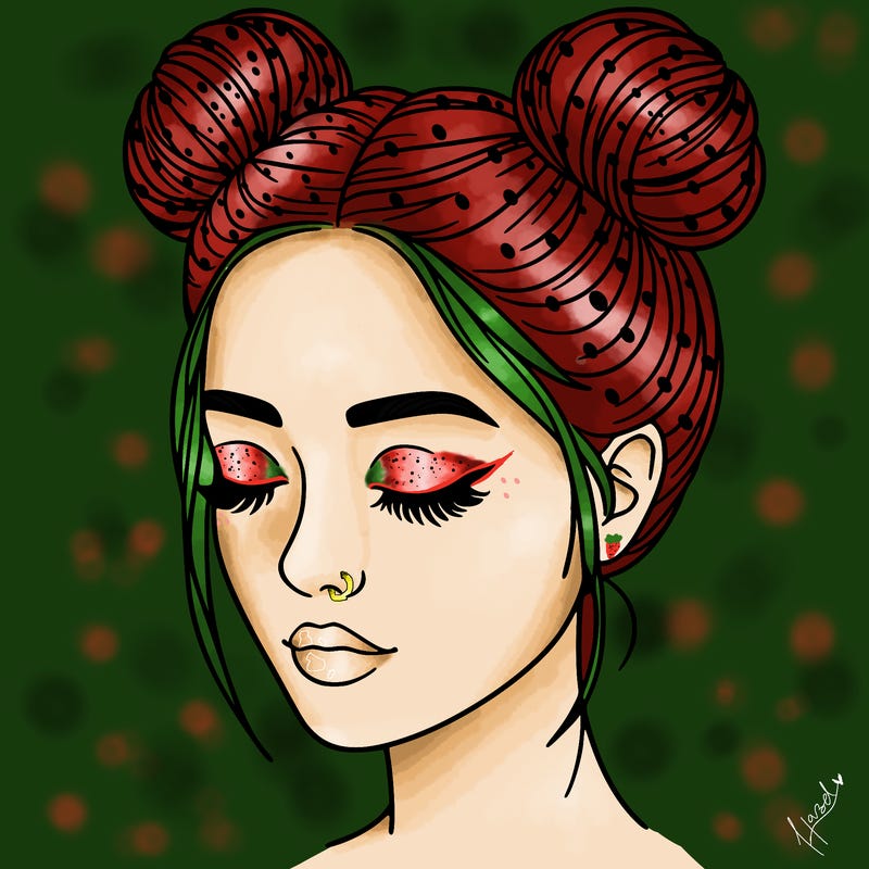 woman with hair buns