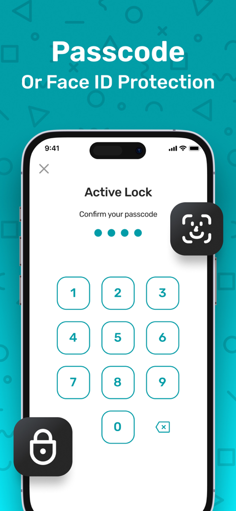 Dual Space Multiple Accounts - An iPhone screen displaying a passcode entry interface and Face ID icon for app security and protection.