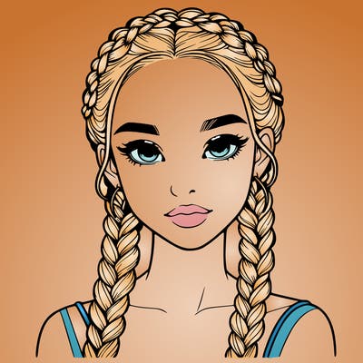 realistic girl with braids
