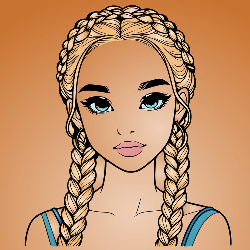 realistic girl with braids