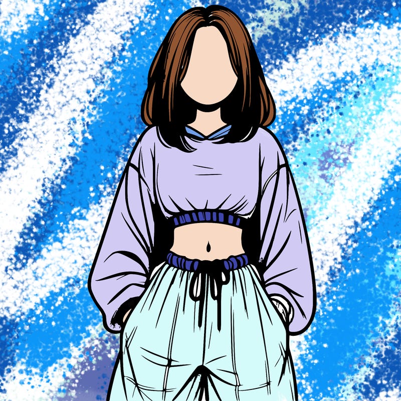 realistic girl faceless with baggy pants and a crop top