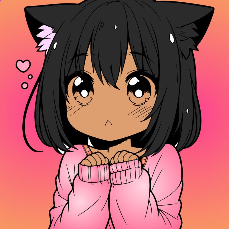shy anime catgirl