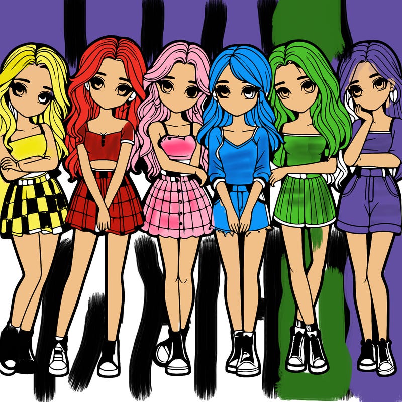 a group of girls realistic