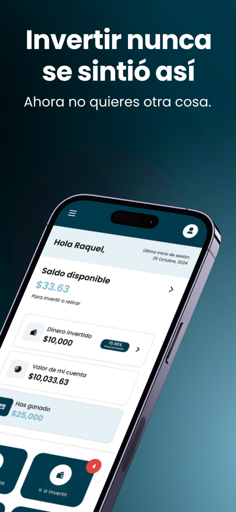Monific - Monific mobile app dashboard showing investment balance and annual percentage yield on an iPhone.