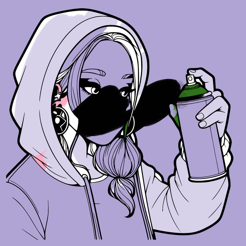 a realistic girl, spray painting