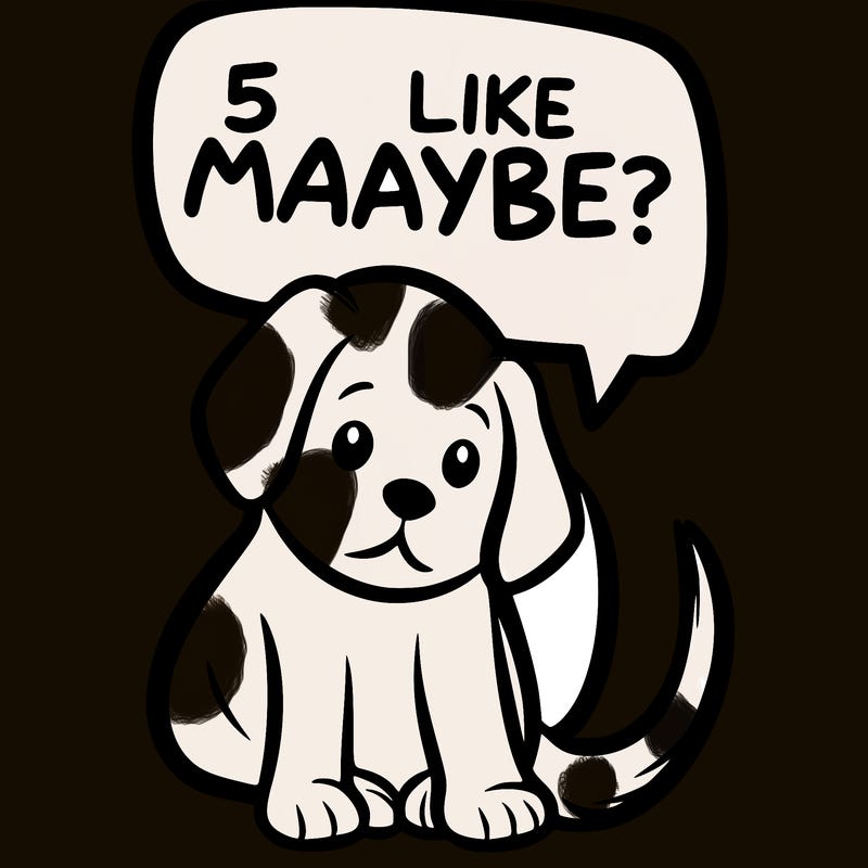 a puppy that says 5 like maybe