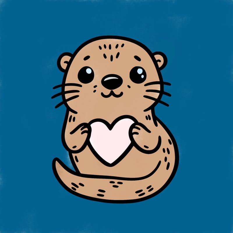 otter with a heart