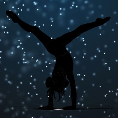 realistic gymnastic hand stand girl in four splits