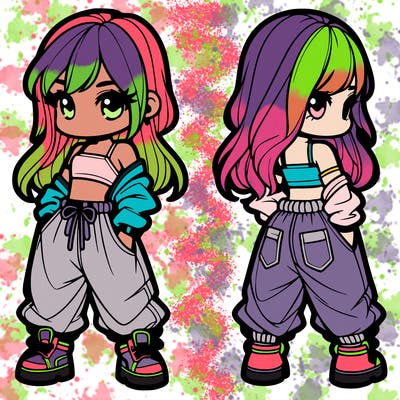 girl in crop top and baggy pants