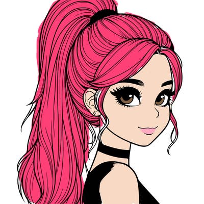 relistic girl with high ponytail