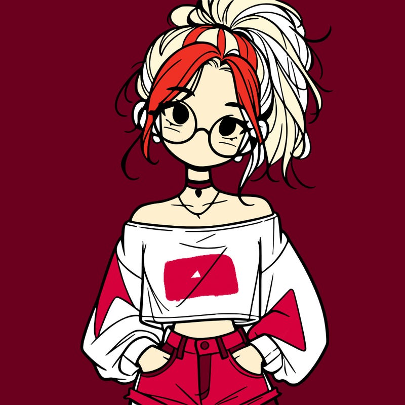 girl with a messy ponytail glasses a baggy crop top and jean shorts
