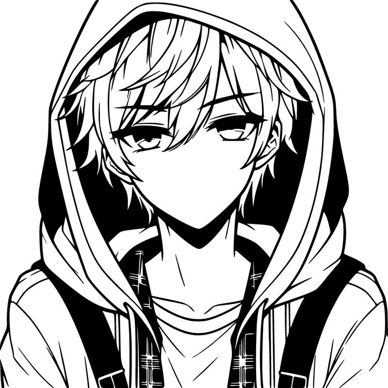 hot anime boy in hoodie