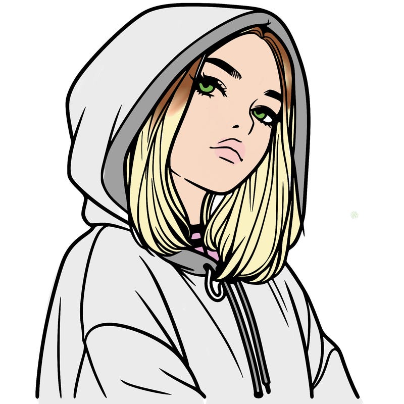 a realistic girl in a hoodie