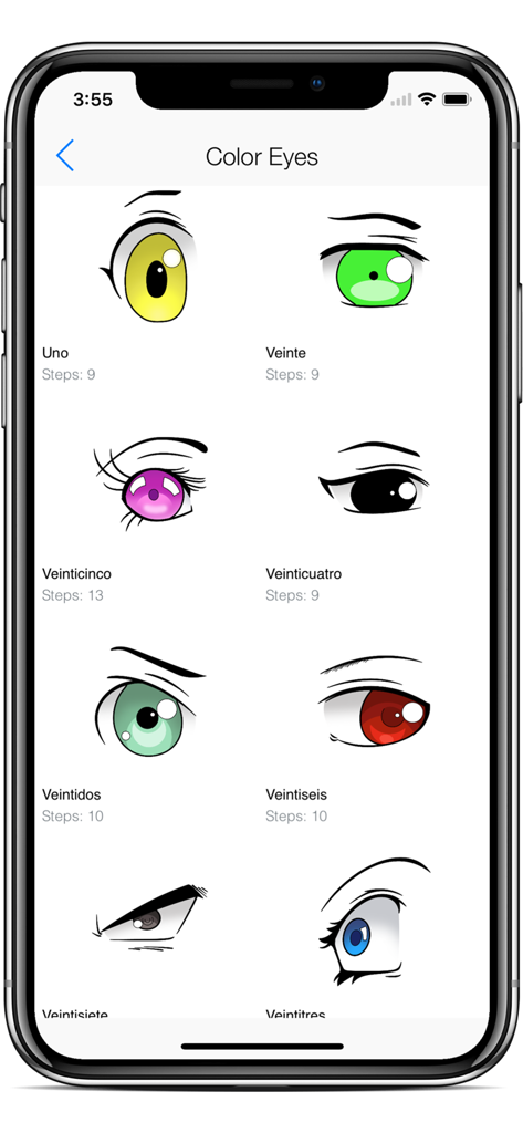 Draw Anime Eyes - Cutest Eyes - A gallery of various colorful anime eye styles with step-by-step drawing instructions.