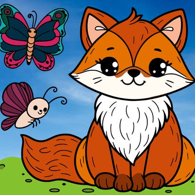 cat fox butterfly