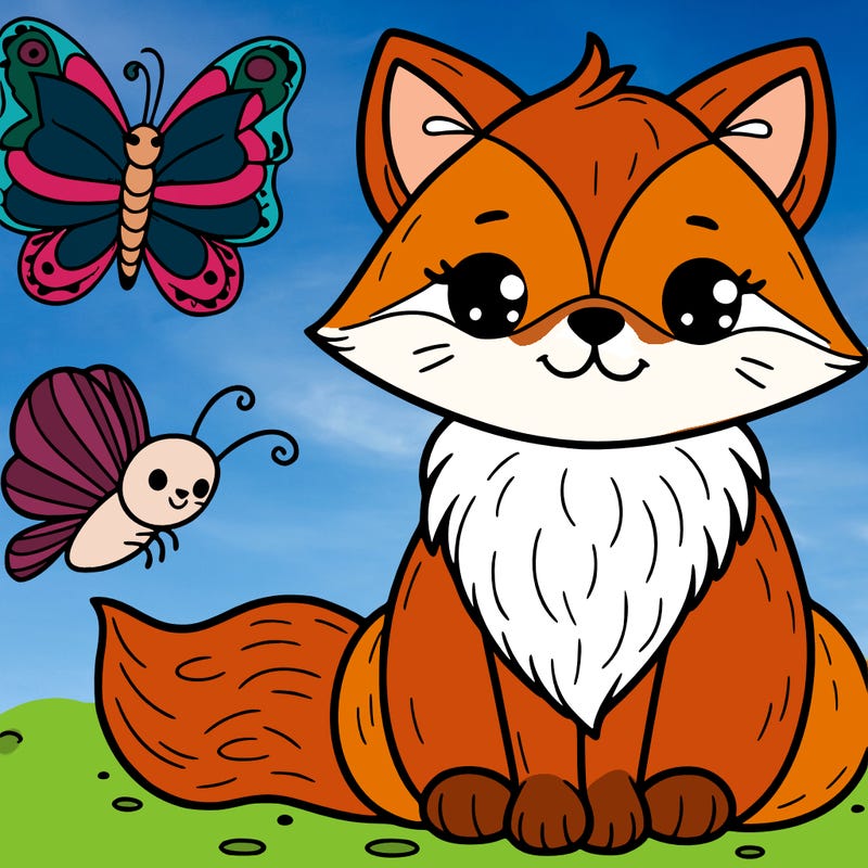 cat fox butterfly