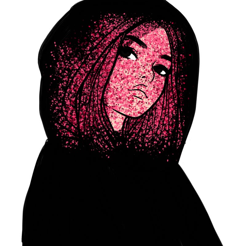 a realistic girl in a hoodie