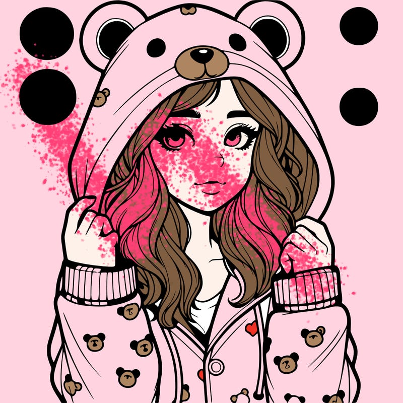 realistic girl in a animal pjs hoodie