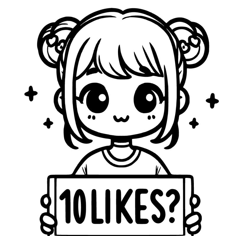 cute girl that is holding a sign that says 10 likes?