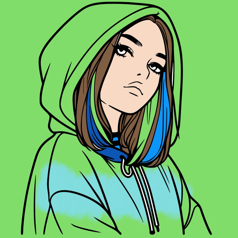 a realistic girl in a hoodie