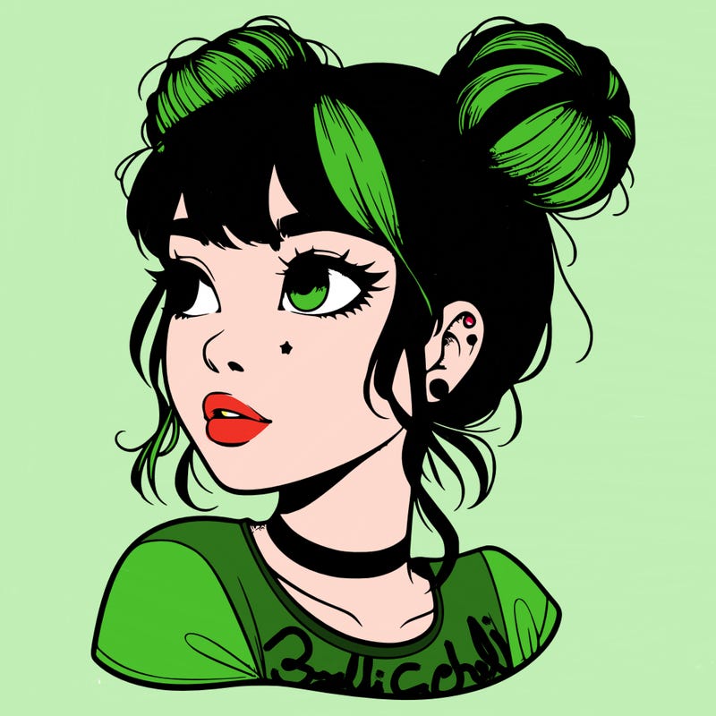 realistic girl with spacebuns