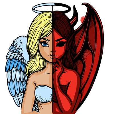 realistic angel half demon