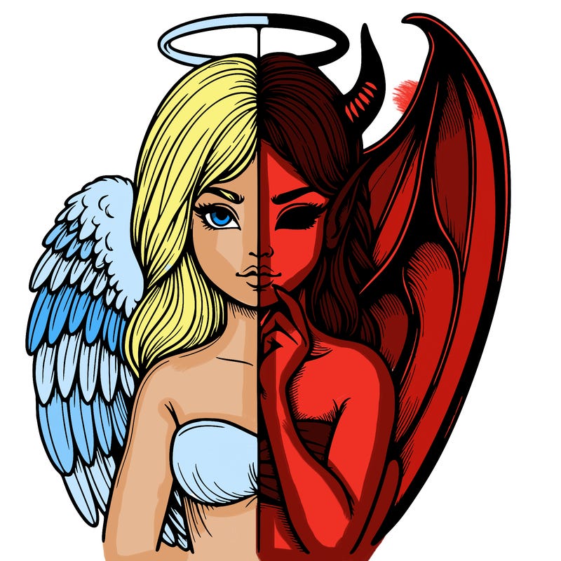 realistic angel half demon