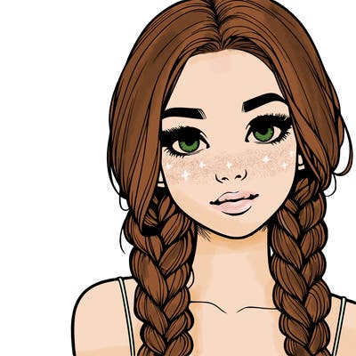 realistic girl with braids