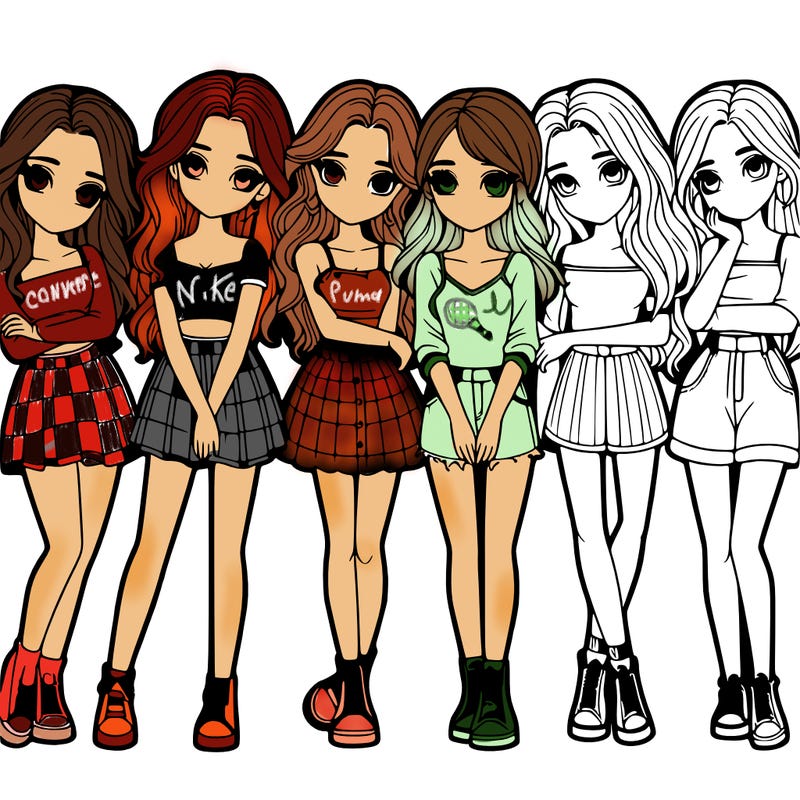 a group of girls realistic