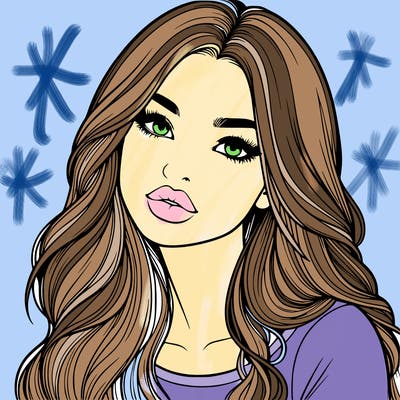 realistic girl with hair on her hair and lips