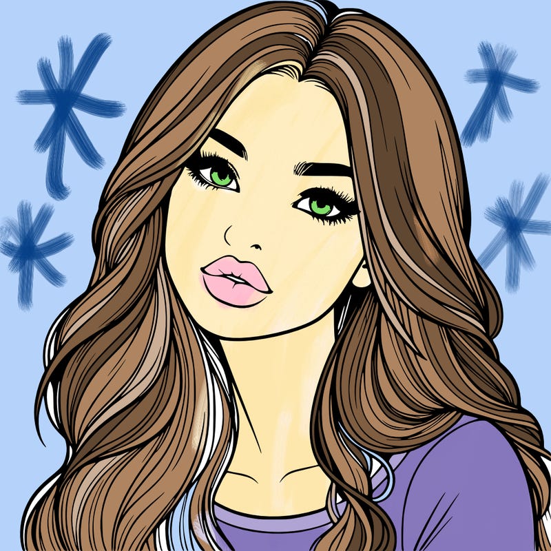 realistic girl with hair on her hair and lips