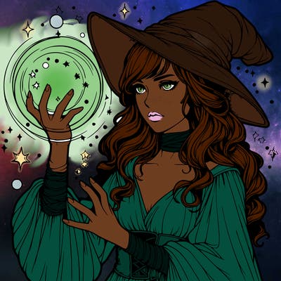 realistic women sorcerer using magic