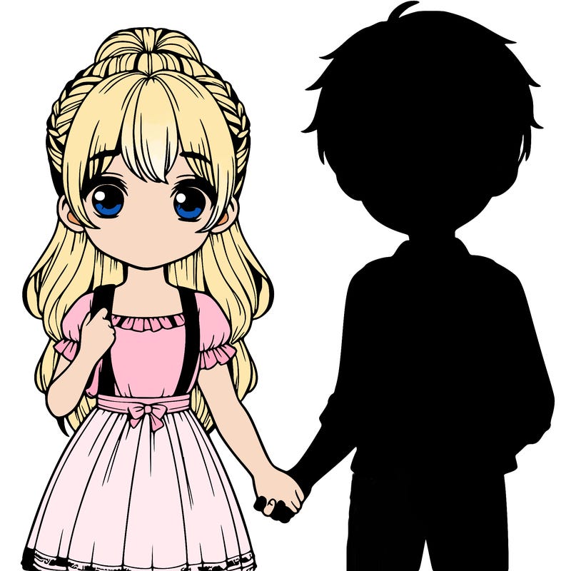 a realistic girl and boy holding hands