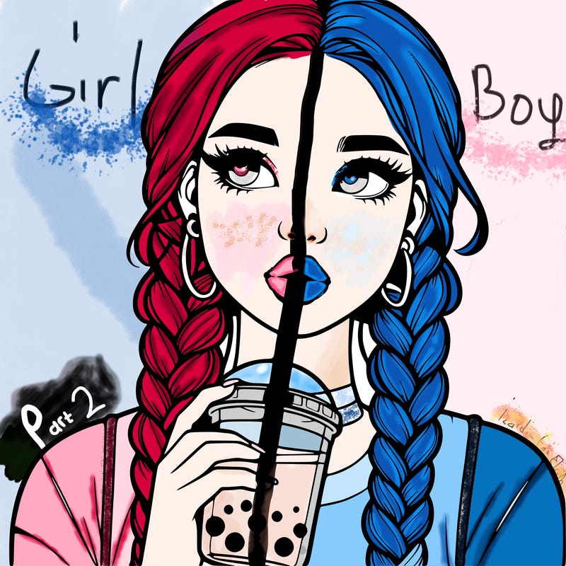 realistic girl with braided hair drinking boba
