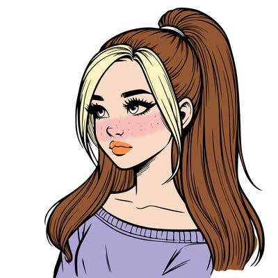 realistic girl with a high ponytail